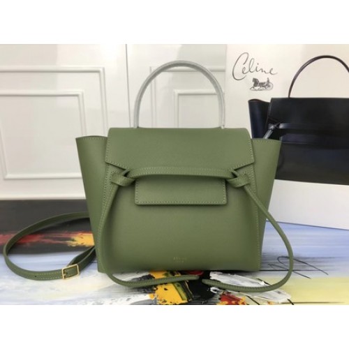 Celine Small Belt nano Bolso de cuero original 98310 verde