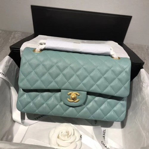 Chanel Flap Shoulder Bag Original Caviar Leather CF1112 verde claro