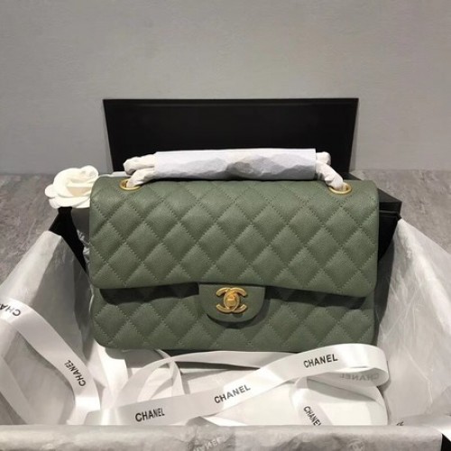 Chanel Flap Shoulder Bag Original Caviar Leather CF1112 verde