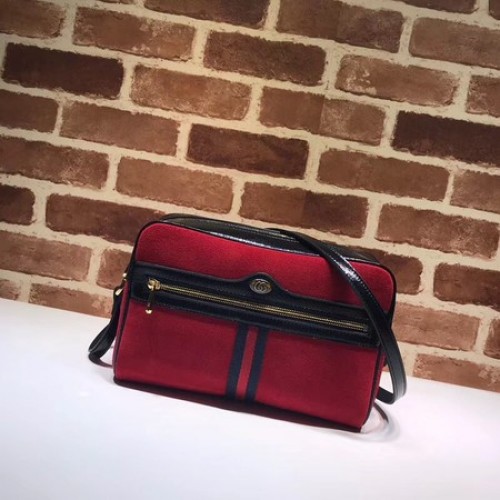 Gucci GG bolso de hombro de cuero nobuk original 517080 rojo