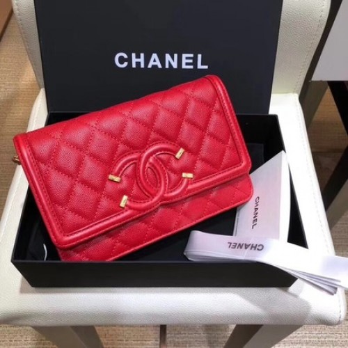 Chanel Flap Shoulder Bag Original Caviar Leather 5698 rojo