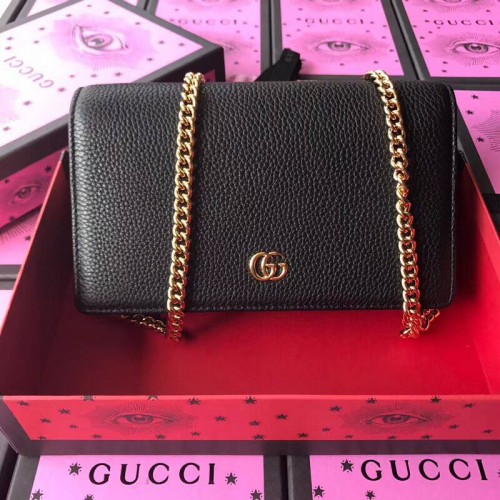 Gucci GG Marmont Original Bolso de hombro de piel de becerro 497985 negro