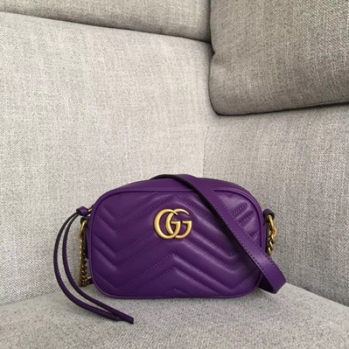Gucci GG Marmont Matelasse mini Bolso 448065 púrpura