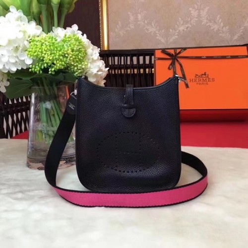 Hermes Evelyne mini 17cm Messenger Bag Original Piel de Becerro H1187 Negro