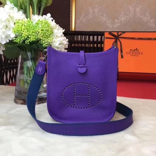 Hermes Evelyne mini 17cm Messenger Bag Piel de becerro original H1187 púrpura