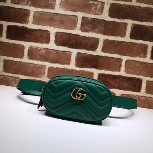 Riñonera de cuero Gucci GG Marmont 476434 verde