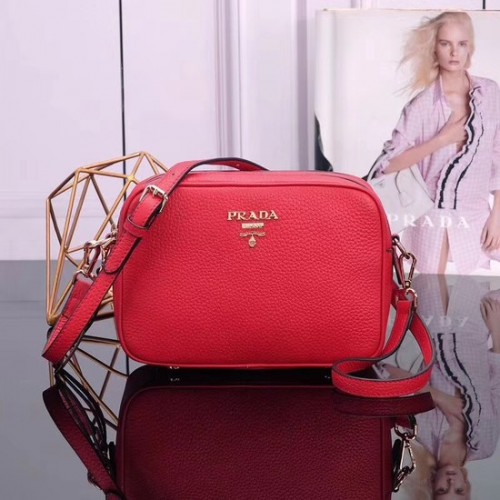 Bolso de hombro Prada en piel de becerro 1BH082 rojo