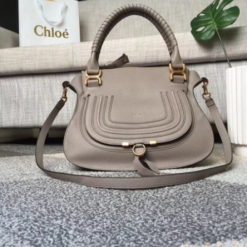 Bolso con asa superior de piel de becerro original Chloe Marcie 166320 gris