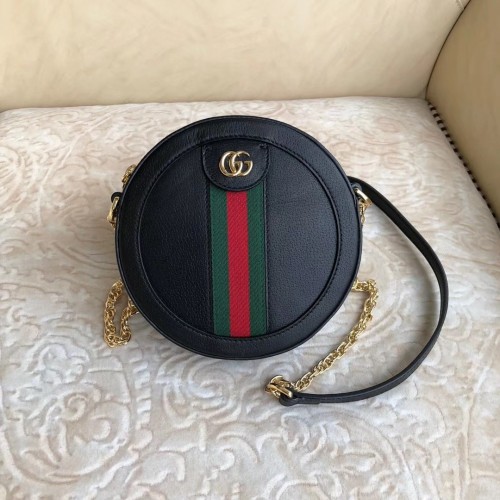 Gucci Ophidia mini bolso de cuero original de hombro redondo 550618 Negro
