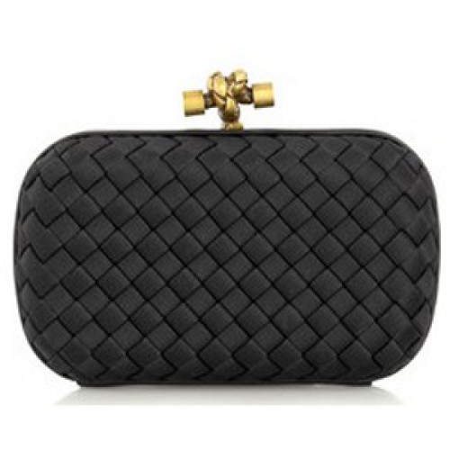 Venta caliente Bottega Veneta Impero Satin Clutch 113085 negro