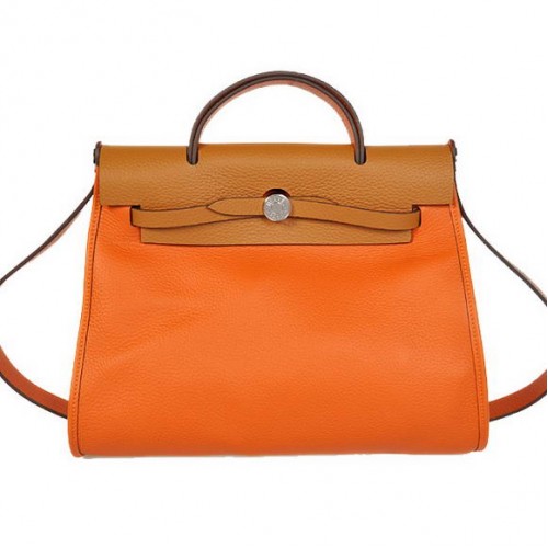 2012 Nuevo Hermes HerBag 31CM Togo bolso de cuero H9051 naranja camello