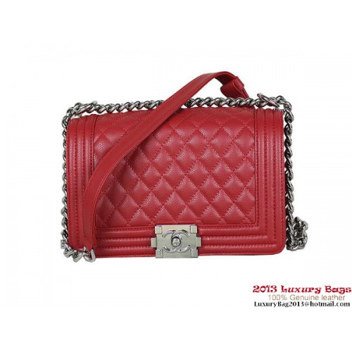 2013 Boy Chanel Flap Shoulder Bag Classic Cannage Patterns A67025 Rojo