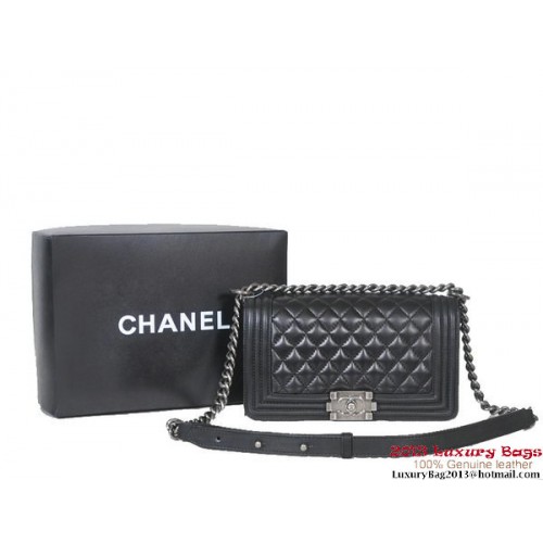 2013 Boy Chanel Flap Hombro Bolso Piel De Oveja A37003 Negro