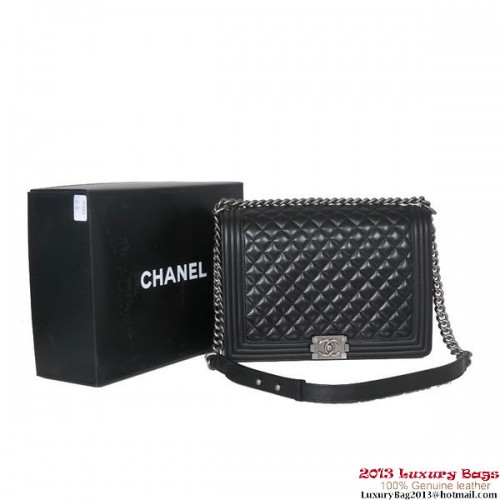 2013 Boy Chanel Flap Hombro Bolso Piel De Oveja A37005 Negro