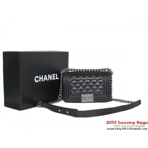 2013 Boy Chanel Flap Hombro Bolso Piel De Oveja A37006 Negro