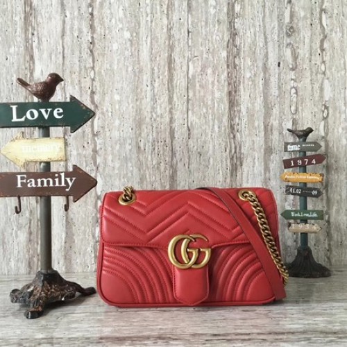 Gucci GG Marmont Matelasse Bolso de Hombro 443497 Rojo