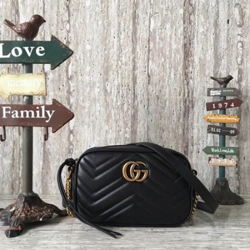 Gucci GG Marmont Matelasse mini Bolso 448065 Negro