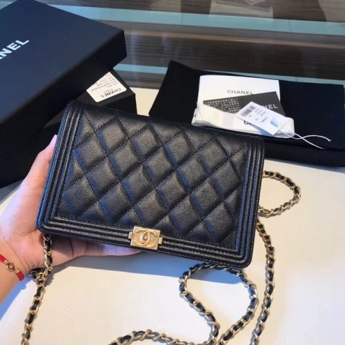 BOY CHANEL Cartera original con cadena A80287 negro