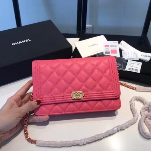 BOY CHANEL Cartera original con cadena A80287 rosa