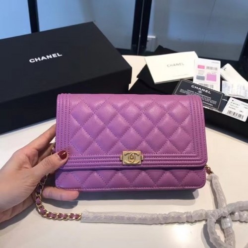 BOY CHANEL Cartera original con cadena A80287 violeta