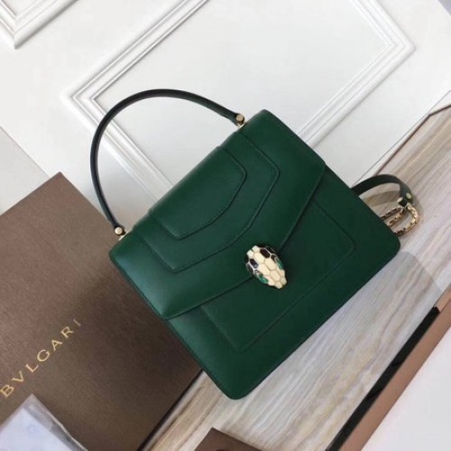 BVLGARI Bolso tote de piel de becerro original 3781 Atrovirens