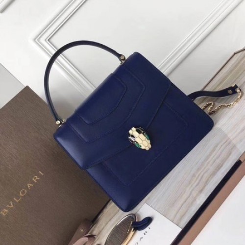 Bolso tote BVLGARI Original de piel de becerro 3781 Azul