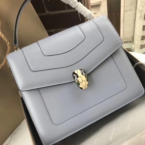 Bolso tote BVLGARI Original de piel de becerro 97524 Azul claro
