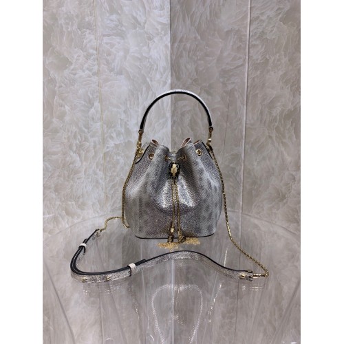 Bolso bombonera BVLGARI Original de piel de serpiente B287614 Plata