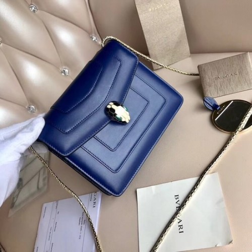 BVLGARI Serpenti Forever Flap Cover bolso de cuero 00962 azul