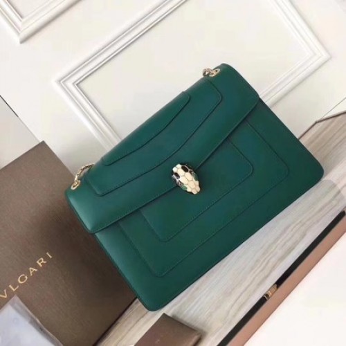 BVLGARI Serpenti Forever Original Bandolera de piel de becerro 3780 Verde