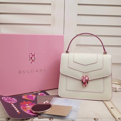 BVLGARI Serpenti Forever bolso con solapa de cuero 286999 blanco