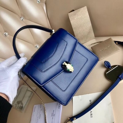 BVLGARI Serpenti Forever bolso con solapa de piel 3785 azul