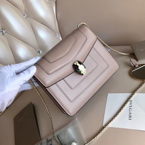 BVLGARI Serpenti Forever bolso con solapa de piel 5589 rosa claro