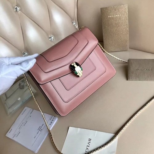 BVLGARI Serpenti Forever bolso con solapa de piel Serpenti neón 4567 rosa
