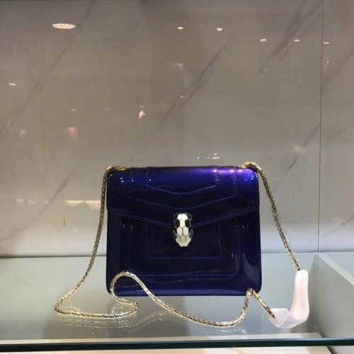 BVLGARI Serpenti Forever bolso de hombro de cuero metalizado 08962 azul