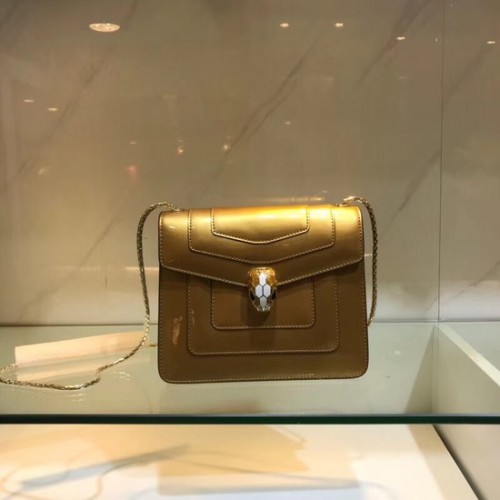 BVLGARI Serpenti Forever bolso de hombro de piel metalizada 08962 dorado