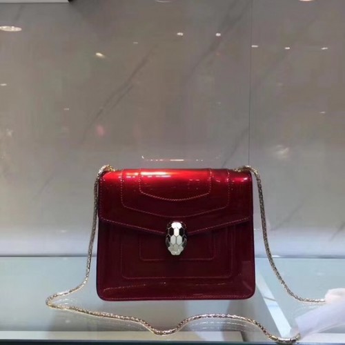 BVLGARI Serpenti Forever bolso de hombro de piel metalizada 08962 rojo