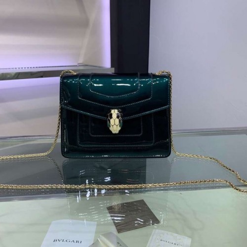 BVLGARI Serpenti Forever bolso de hombro de piel metalizada 34559 verde oscuro