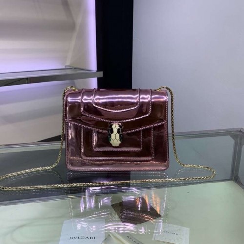 BVLGARI Serpenti Forever bolso de hombro de piel metalizada 34559 violeta