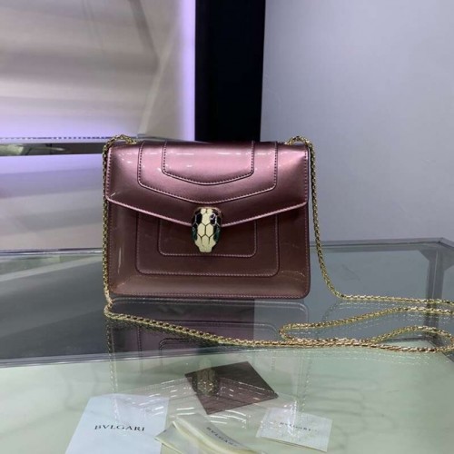BVLGARI Serpenti Forever bolso de hombro de piel metalizada 34559 oro rosa