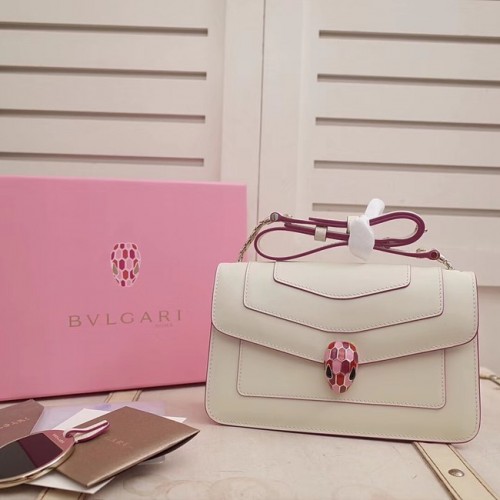 BVLGARI Serpenti Forever bolso de hombro de piel metalizada 39174 blanco