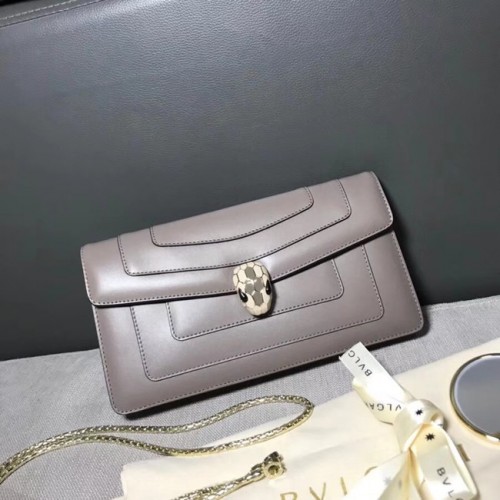 BVLGARI Serpenti Forever bolso de hombro de piel metalizada 4953 gris