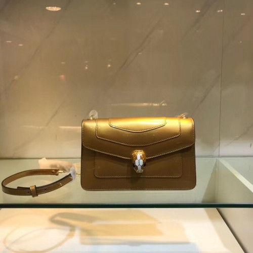BVLGARI Serpenti Forever bolso de hombro de piel metalizada 91414 dorado