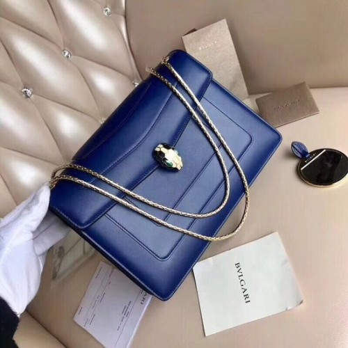 BVLGARI Serpenti bandolera de piel 14632 azul