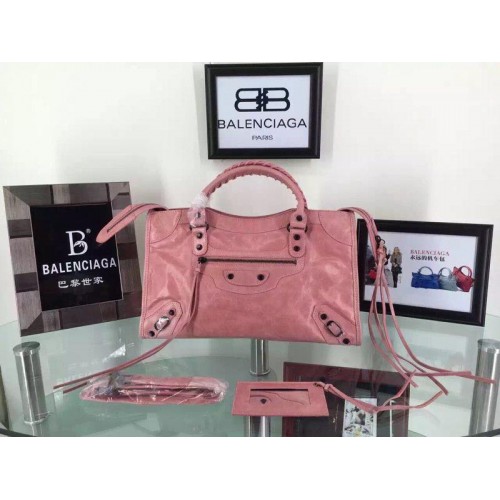 Balenciaga Bolso de piel de vaca 084697 Rosa claro