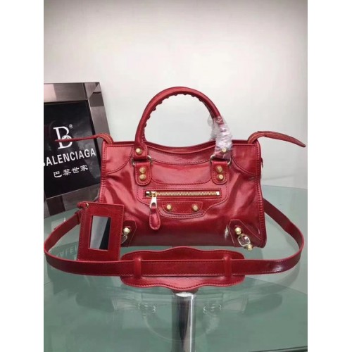 Balenciaga Giant City Gold Studs Bolso 084333 Rojo