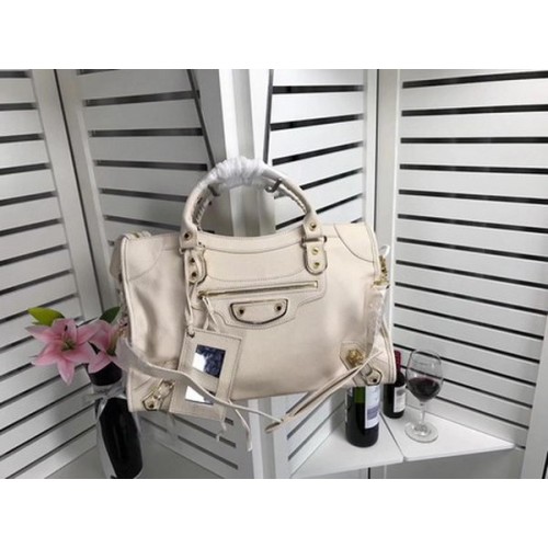 Balenciaga Giant City Gold Studs Bolso B084334 OffWhite
