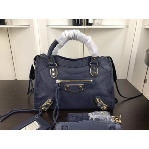 Balenciaga Giant City Gold Studs Bolso B084335 Azul