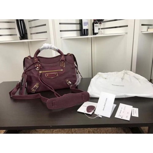 Balenciaga Giant City Gold Studs Bolso B084335 Vino