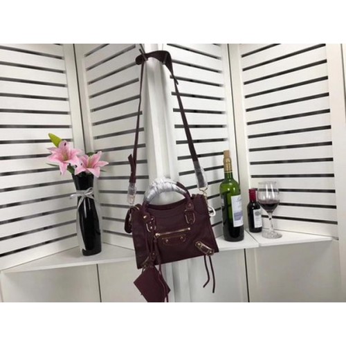 Balenciaga Giant City Gold Studs Bolso B084336 Vino